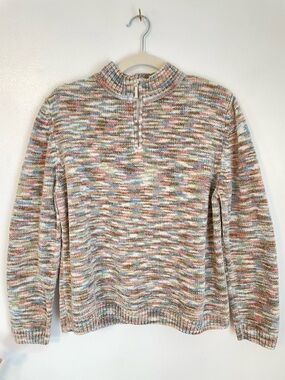 ALFRED DUNNER colorful quarter zip sweater size medium